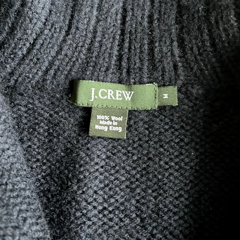 Vintage J. Crew Navy Wool Polo Sweater Size M - Picture 6 of 15